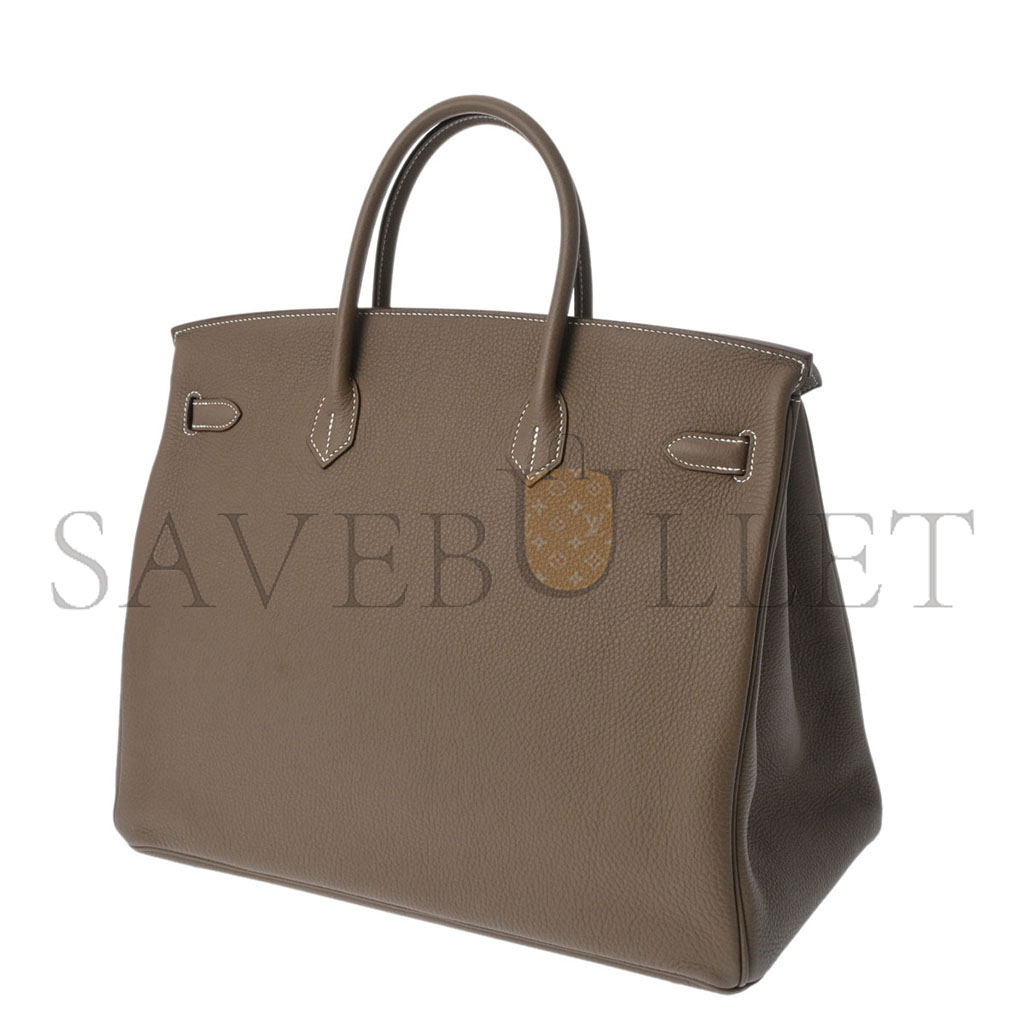 H**mes master birkin 35 epsom leather elephant grey silver buckle bag 543471 (35*28*18cm)